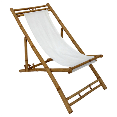 Liegestuhl _Bambus_ creme_oblique